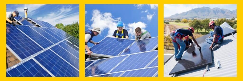 contratista instalando paneles solares